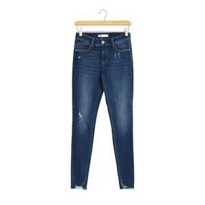 Zara | Skinny Leg Cotton Medium Wash Distressed Denim Jeans Women's